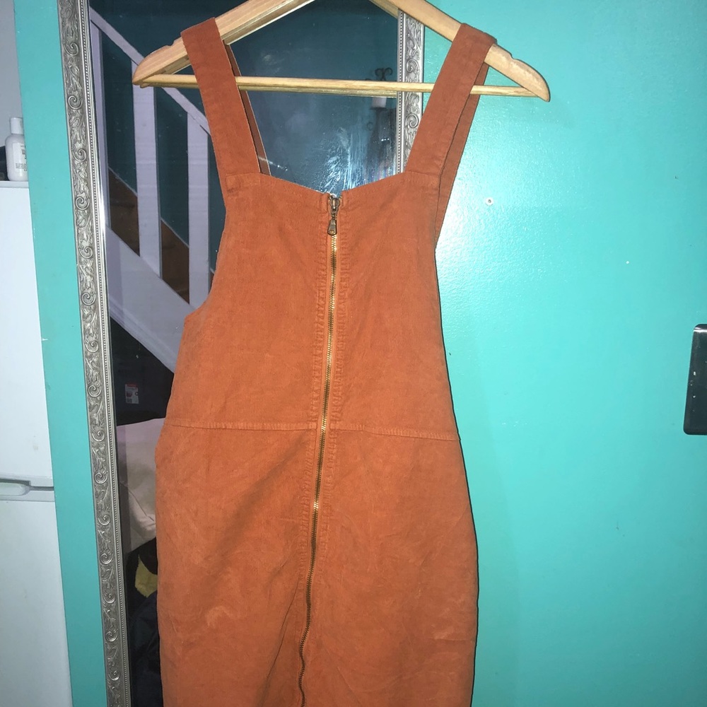 Burnt orange corduroy jumper dress